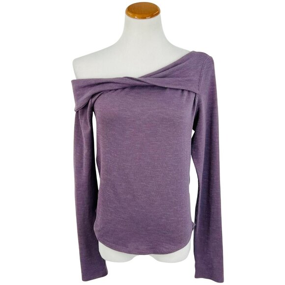 Free People Purple One-Shoulder Ribbed Asymmetrical Layering Top | Indie Sleaze - Picture 2 of 13